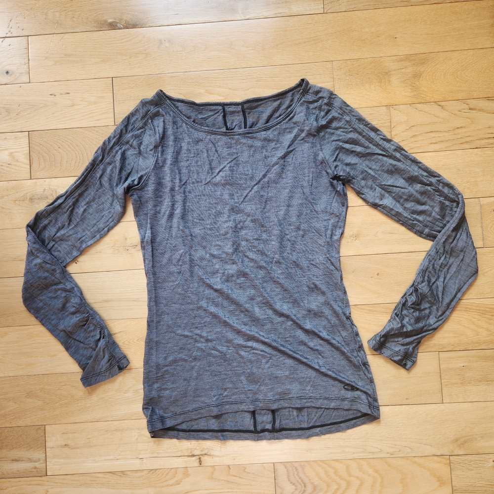Icebreaker Merino Nomi Long Sleeve Top - Black/Snow/Stripe